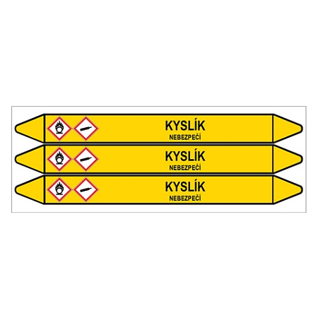 Značení potrubí, kyslík,3 ks, 355 × 37 mm